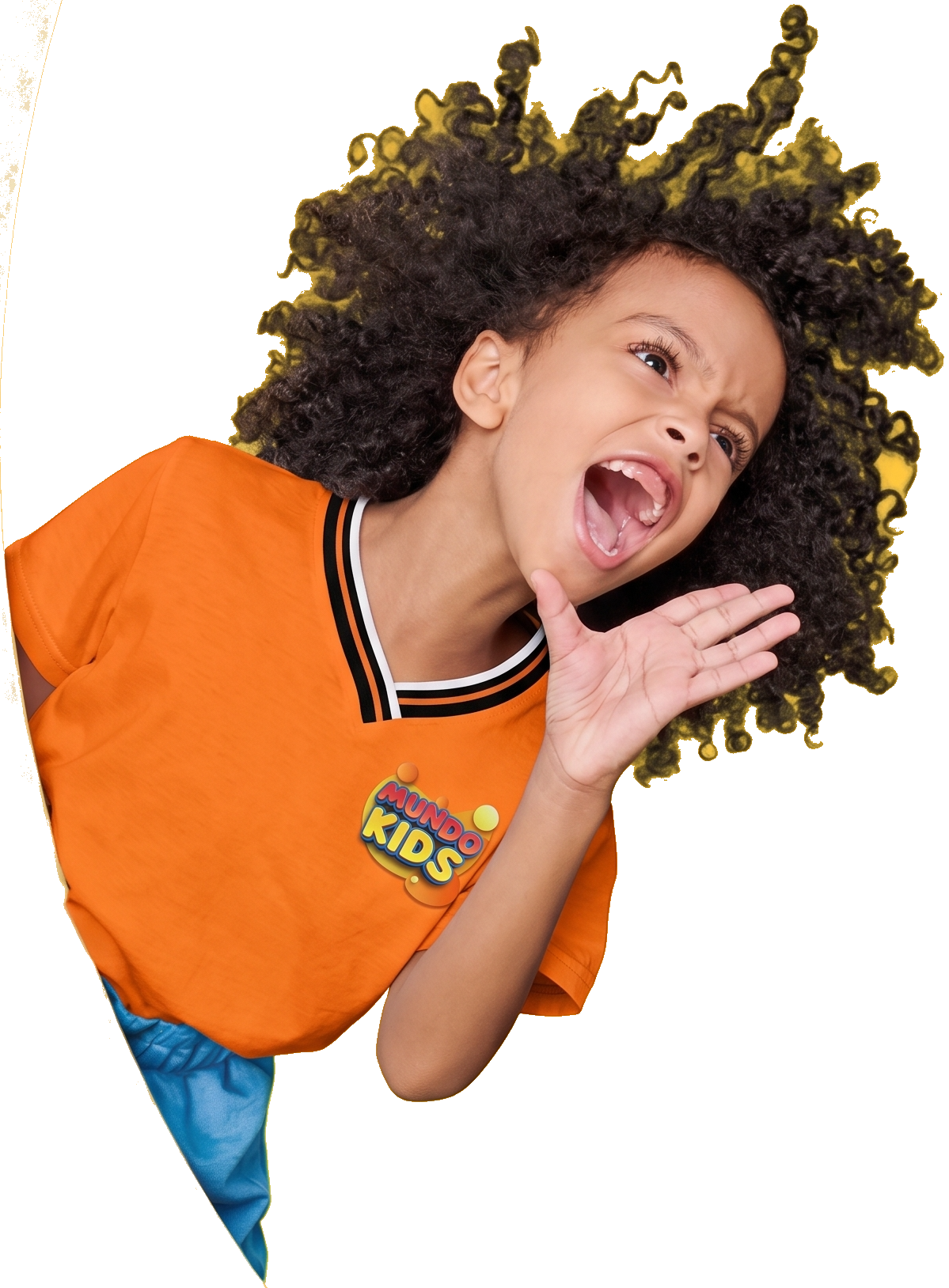 Criança do Mundo Kids anunciando a promoção